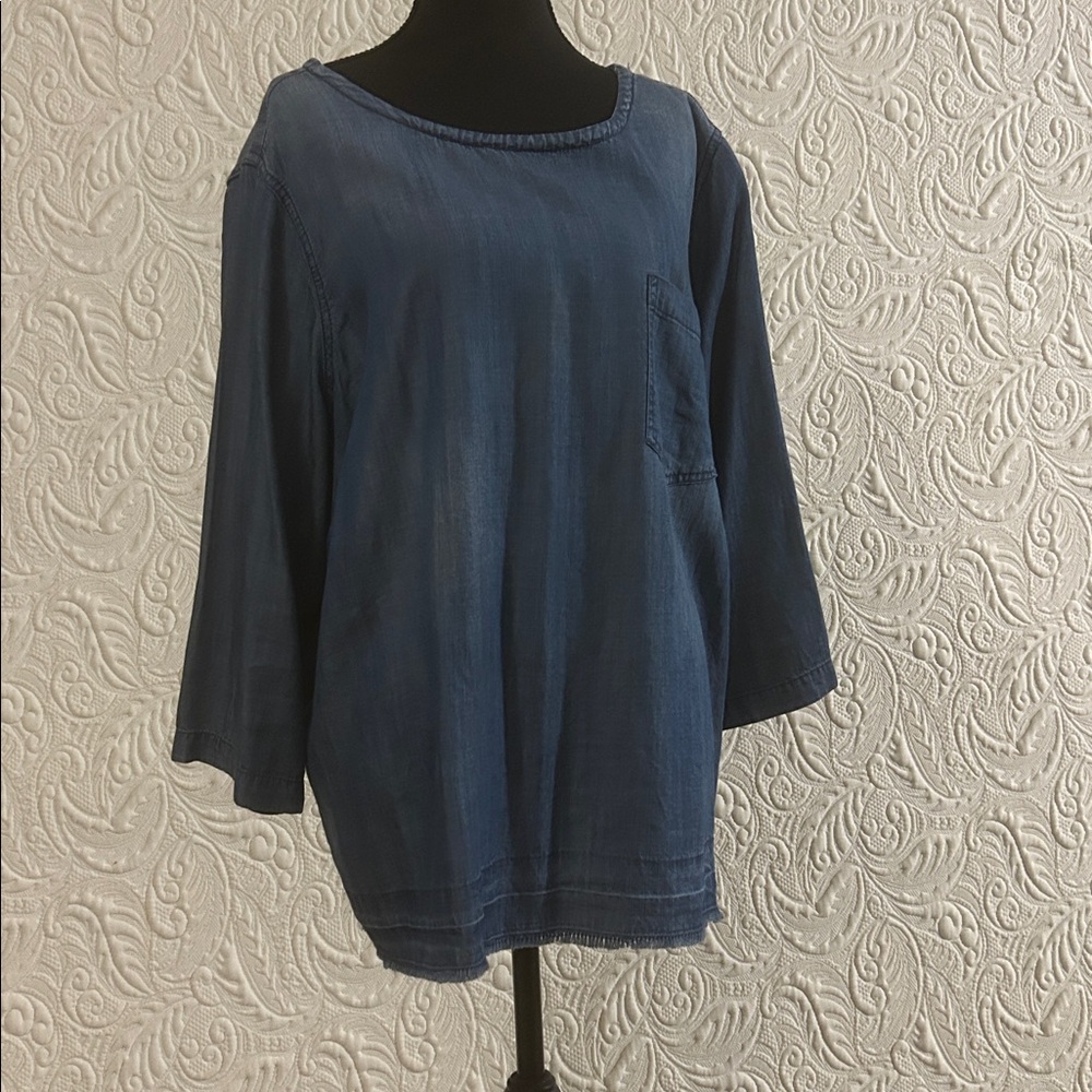 Blue Denim Top with Pocket